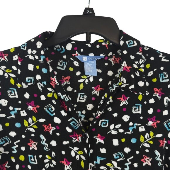 Ladies Fun Party Retro 90s Funky Abstract Graphic Allover Black White Koret XL - Picture 3 of 11